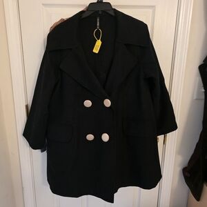 Black Wool Blend Coat